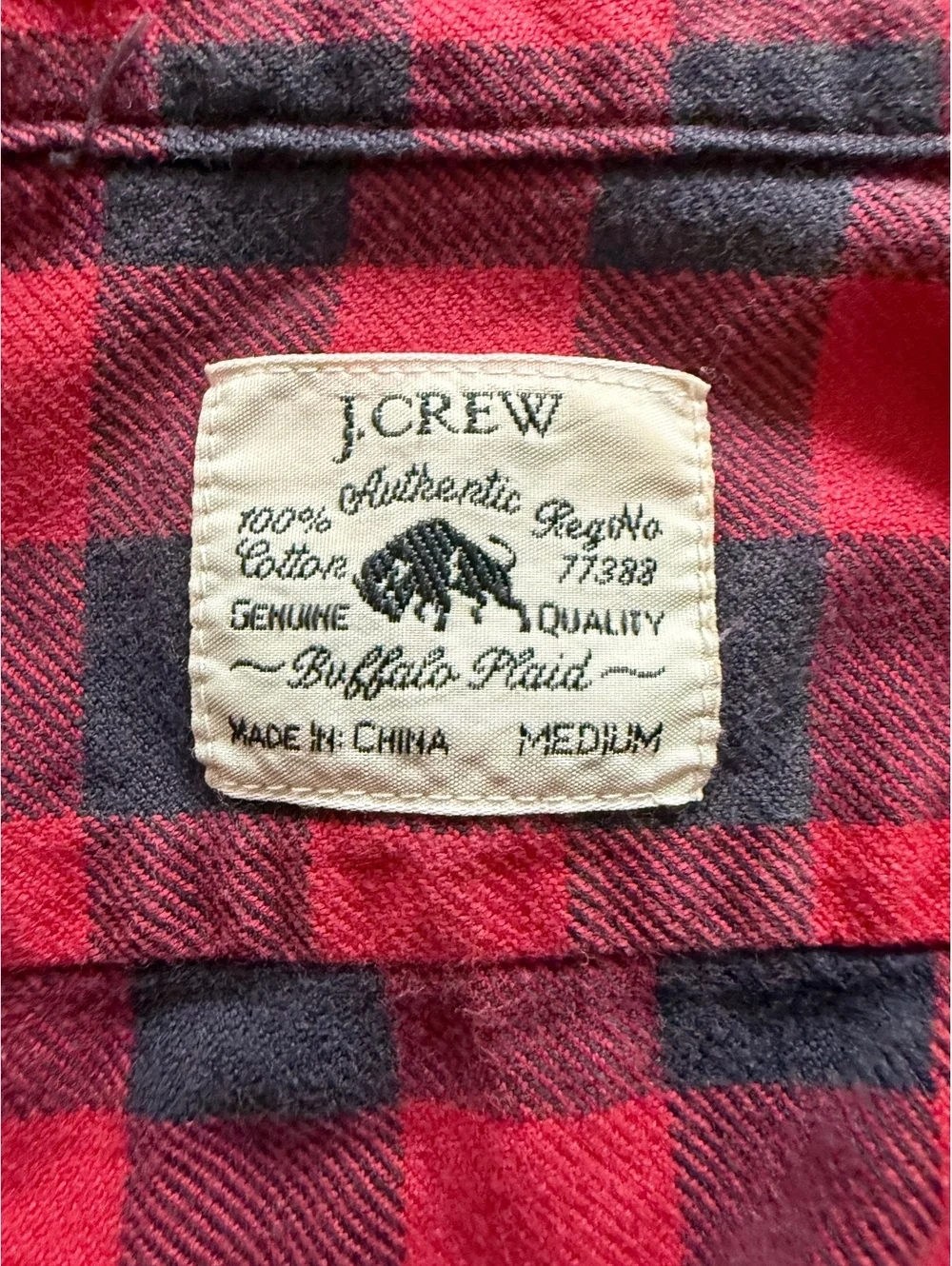 J.Crew Medium Red and Black Buffalo Plaid Cotton Shirt
